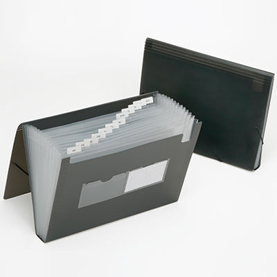 AbilityOne 7530016597149 FILE FOLDER, EXPANDING, 12 TAB, FLAP AND CORD CLOSURE, POLYPROPYLENE, SMOKE GRAY