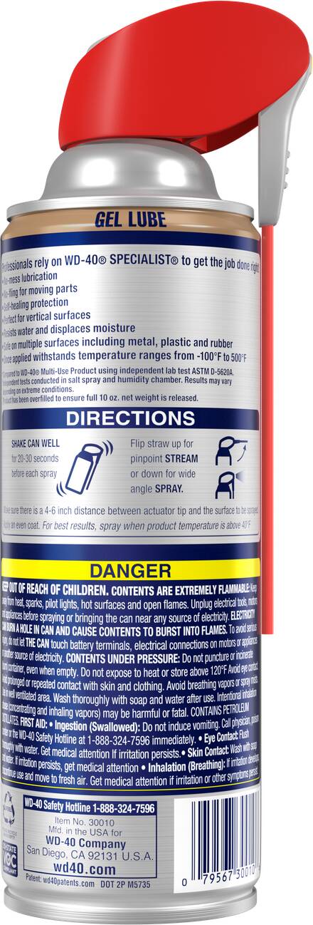 WD-40 30010 (300103) SPECIALIST SPRAY & STAY GEL LUBE 10OZ, 6 CT