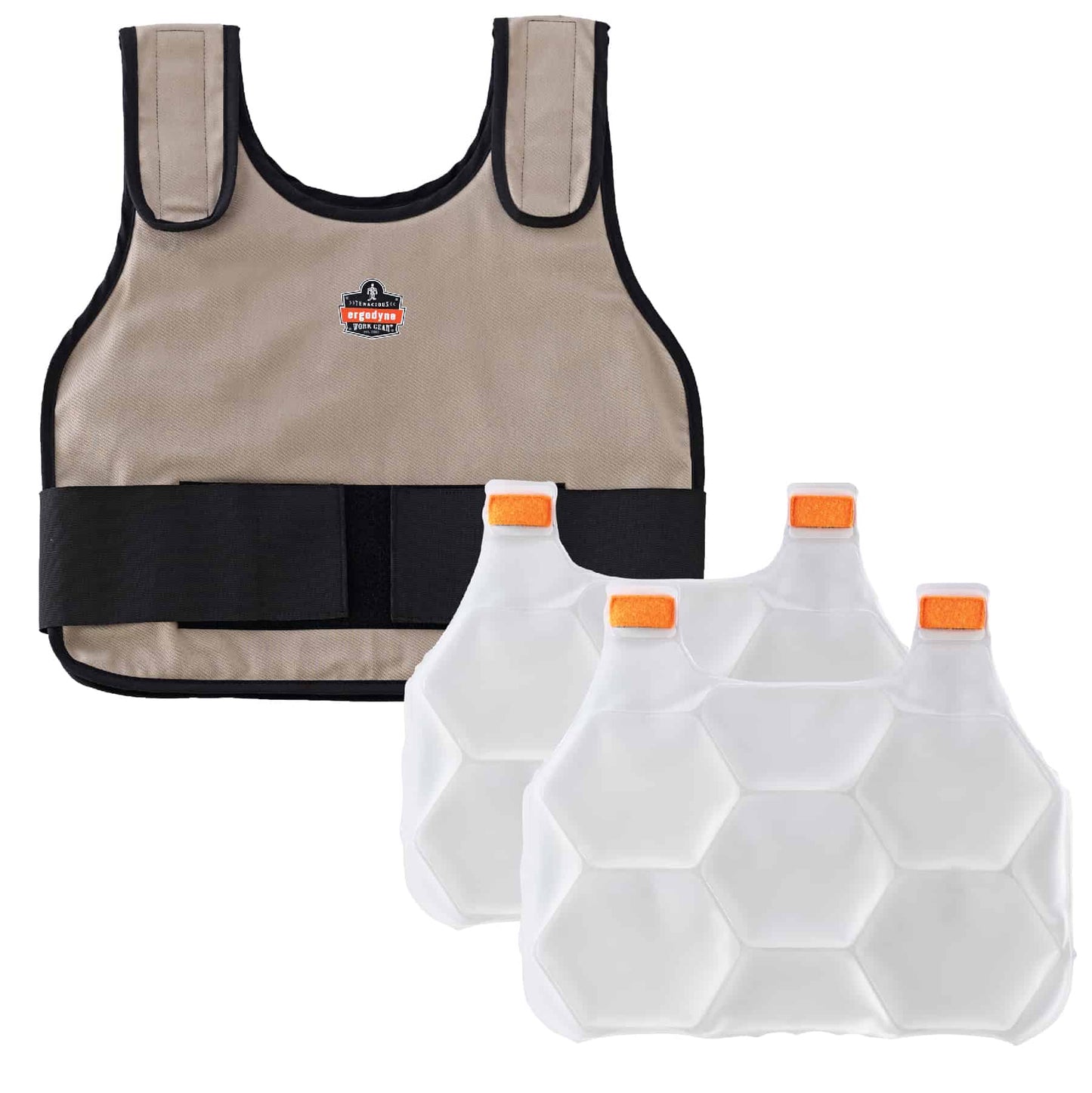Chill-Its 6230 S/M Khaki Standard Phase Change Cooling Vest with Packs