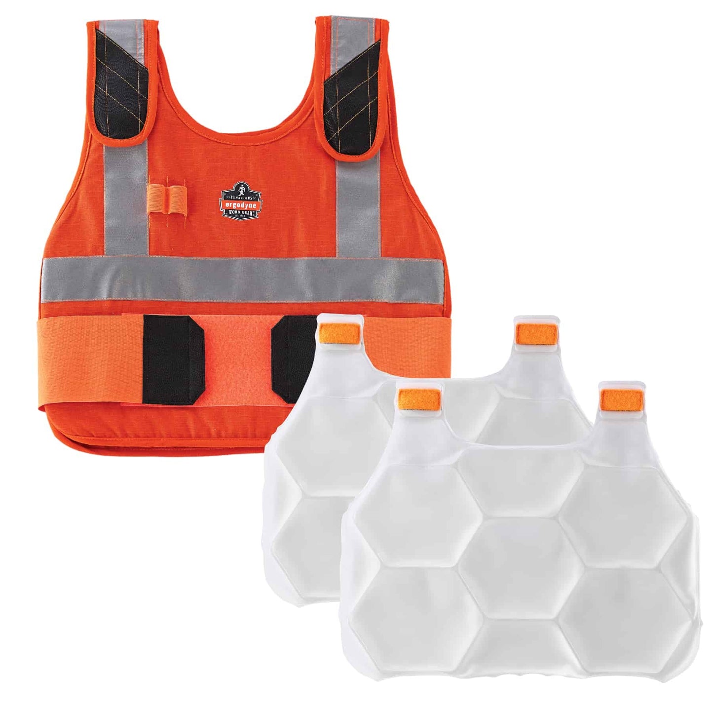 Chill-Its 6215 S/M Orange Premium FR Phase Change Cooling Vest with Packs