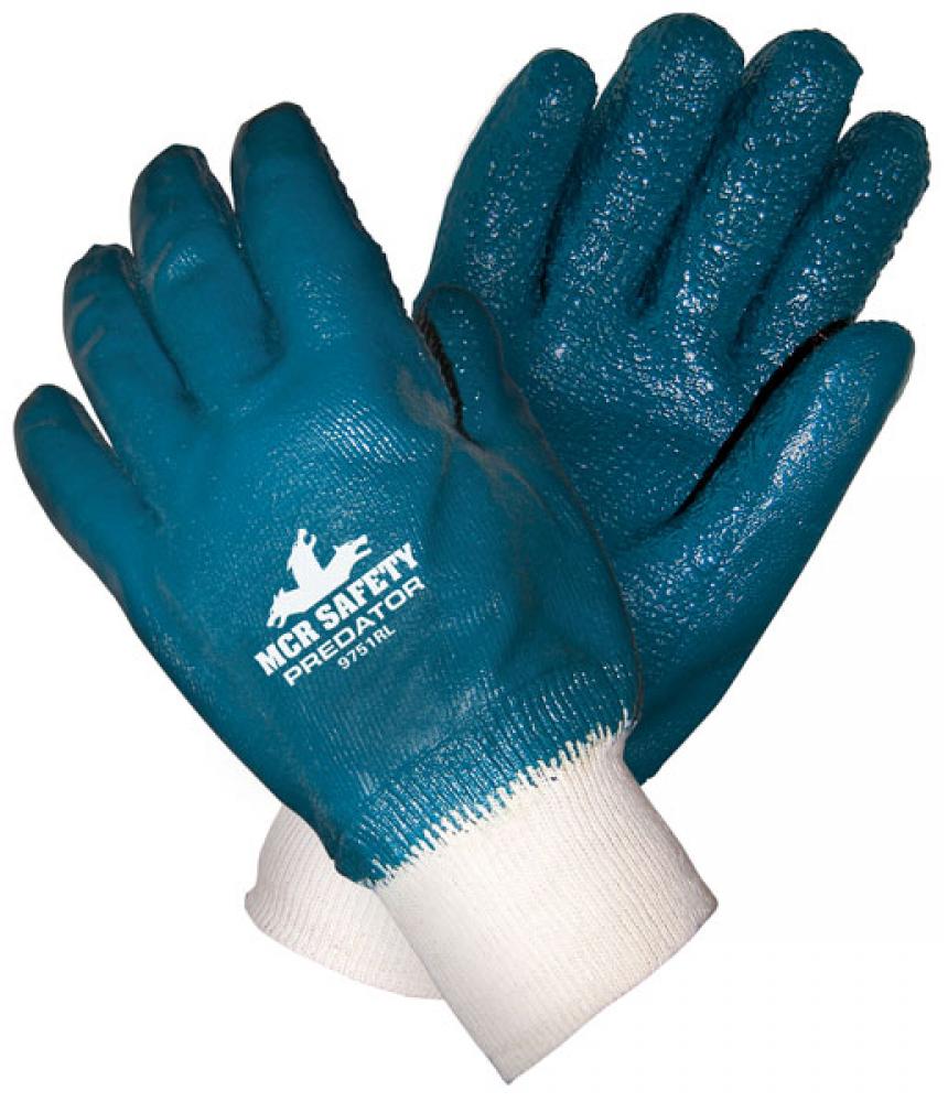 MCR Safety 9760K Predator® Series Over-the-Knuckle Nitrile Coated Work Gloves Palm Reinforced with DuPont™ Kevlar® Safety Cuff and Jersey Lined (1 DZ)