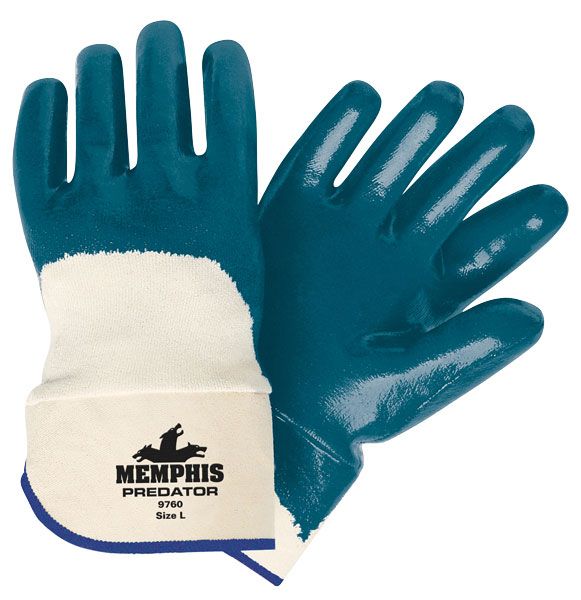 MCR Safety 9760XL Predator® Series Over-the-Knuckle Nitrile Coated Work Gloves Safety Cuff and Jersey Lining Treated with ActiFresh® (1 DZ)