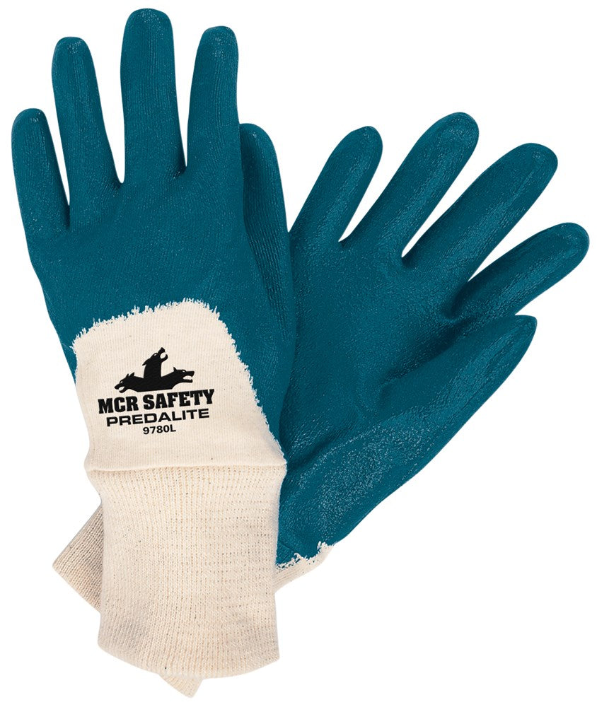 MCR Safety 9780M Predalite® Nitrile Coated Work Gloves Palm and Over the Knuckle Coating Knit Wrist and Soft Interlock Lining Treated with ActiFresh® (1 DZ)