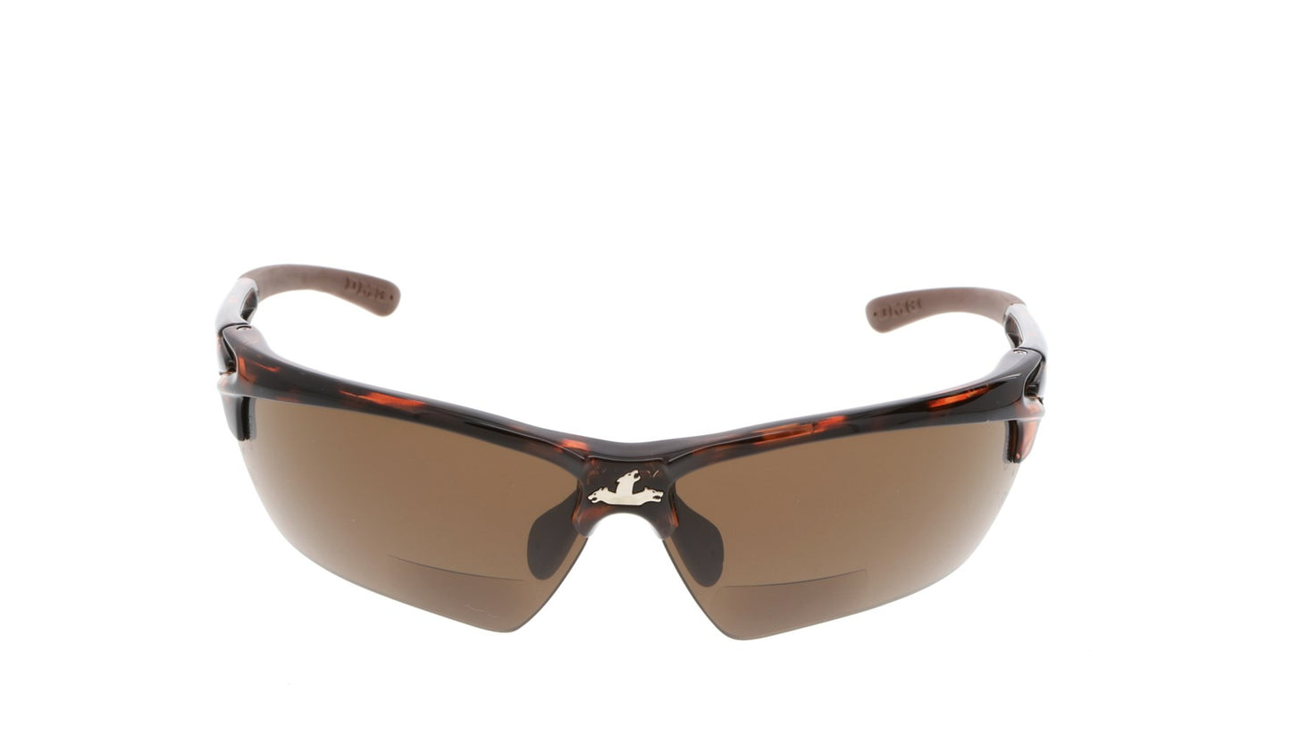 MCR Safety DM13H20BPF Dominator™ DM3 Series Bifocal Readers 2.0 Diopter Brown MAX6® Lenses - Anti-Fog Safety Glasses Tortoise Shell Frame with Brown Temples (1 Pair)