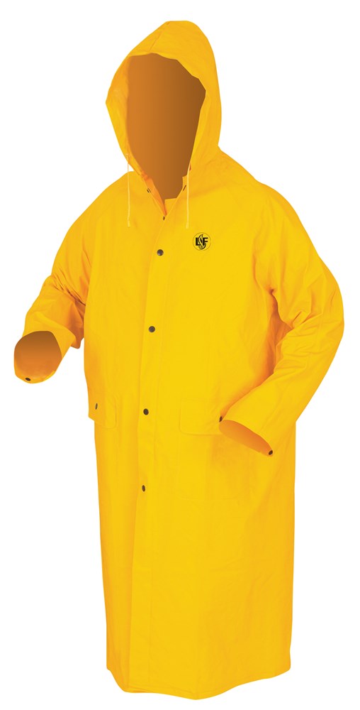 MCR Safety FR200CL Classic Series Rain Gear PVC / Polyester Material Waterproof Yellow Raincoat Detachable Hood Limited Flammability (1 EA)