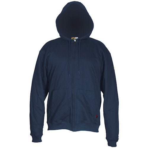MCR Safety SS1NX4 MCR Safety FR Gear Flame Resistant (FR) Hooded Sweatshirt 95% Cotton 5% Spandex Interlock Fleece Shell, Navy 11.5 oz/yd2 Fabric (1 EA)