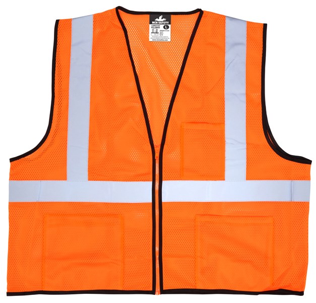MCR Safety VCL2MOZL Luminator® Series Hi-Vis Reflective Orange Safety Vest Zipper Front Closure Meets ANSI/ISEA 1007 2020 Standard Type R Class 2 Compliant (1 EA)