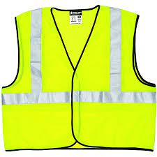 MCR Safety VCL2SLX2 Luminator® Series Hi-Vis Reflective Lime Safety Vest Meets ANSI/ISEA 107 2020 Standard Type R Class 2 Compliant Solid Fabric with 2 Inch Silver Stripes Hook and Loop Front Closure (1 EA)