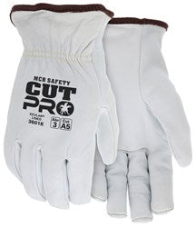 MCR Safety VP3601KL Leather Drivers Work Glove Premium Grade Grain Goatskin DuPont™ Kevlar / Synthetic Lined Cut Resistant Vending Packaged (1 Pair)