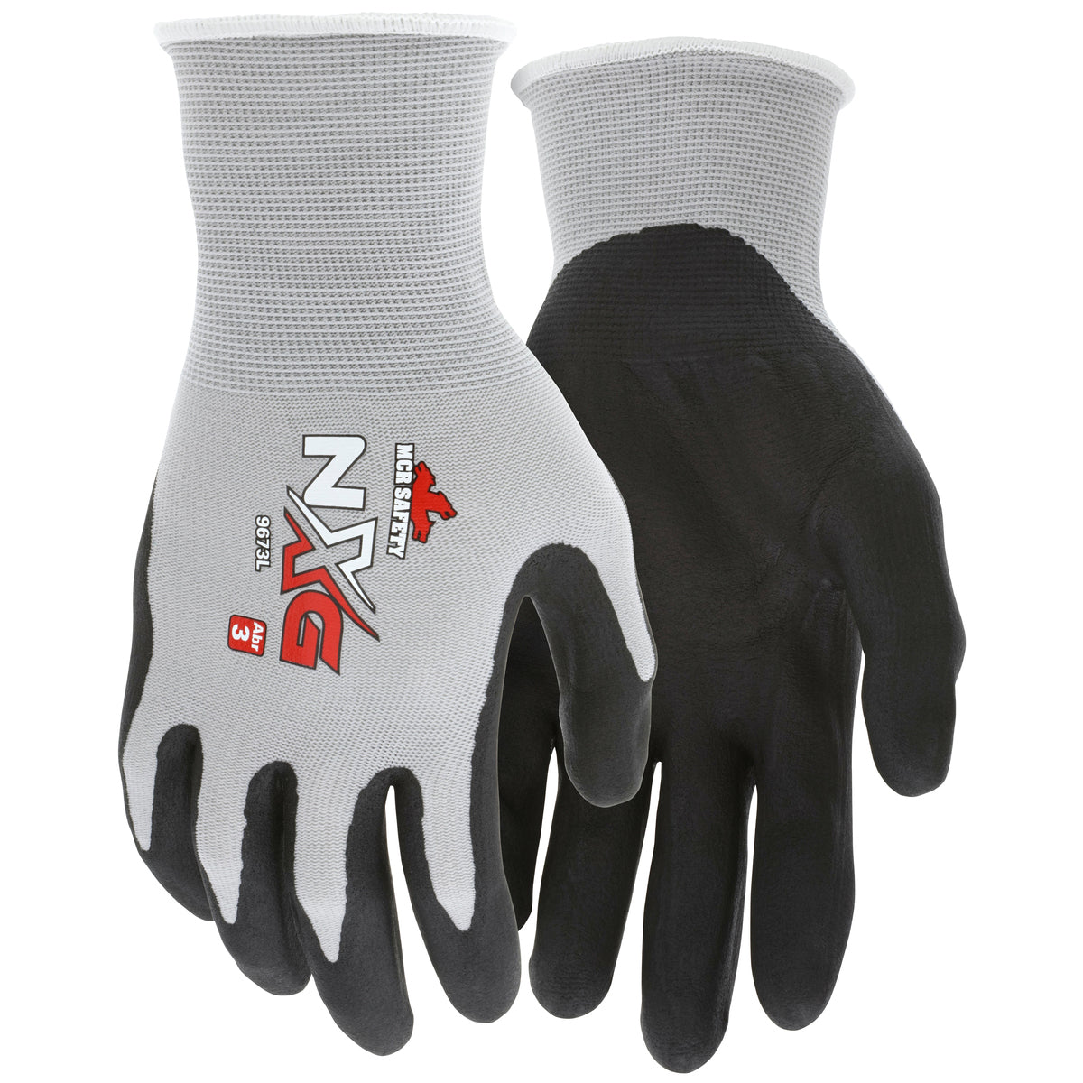 MCR Safety VP9673XL Memphis™ Nitrile Foam Work Gloves Black Nitrile Foam Dipped Palm/Fingers 13 Gauge Gray Nylon Shell (1 Pair)