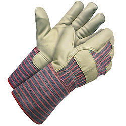 MCR Safety 1933L Industry Grade Grain Leather Leather Palm Work Gloves 4.5 Inch Rubberized Gauntlet Cuff (1 DZ)