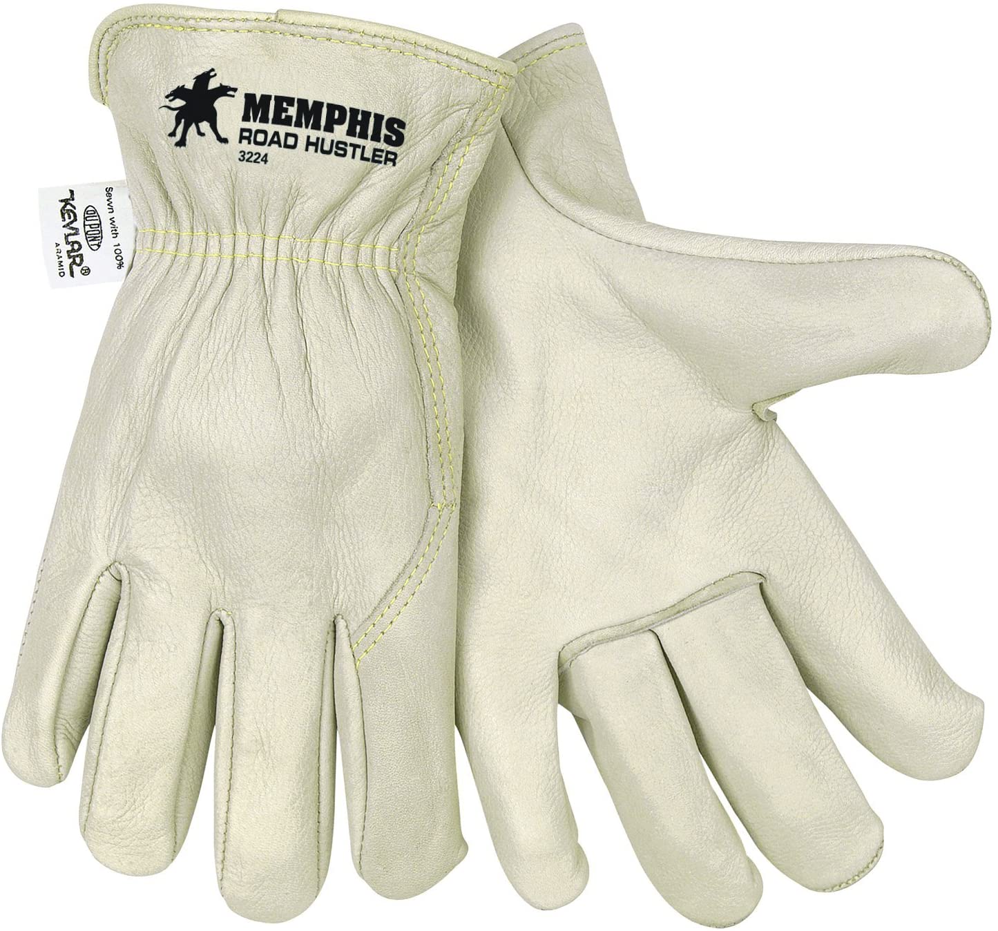 MCR Safety 3224M Road Hustler Premium Grain Leather Leather Drivers Work Gloves Rolled Hem and Wing Thumb (1 DZ)