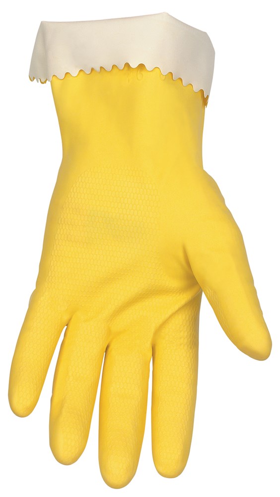 MCR Safety 5250XL Long Flock Lined Latex Rubber Gloves 15 mil Thickness 12 Inch Length Industry Standard Grade (1 DZ)