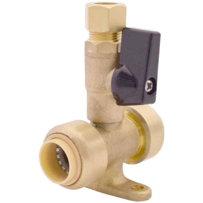 Legend Valves 456-152NL 3/4" x 3/4" x 3/8" Insta-Loc II No Lead, DZR Forged Brass Drop Ear Tee with 3/8" Compression Connection Valve