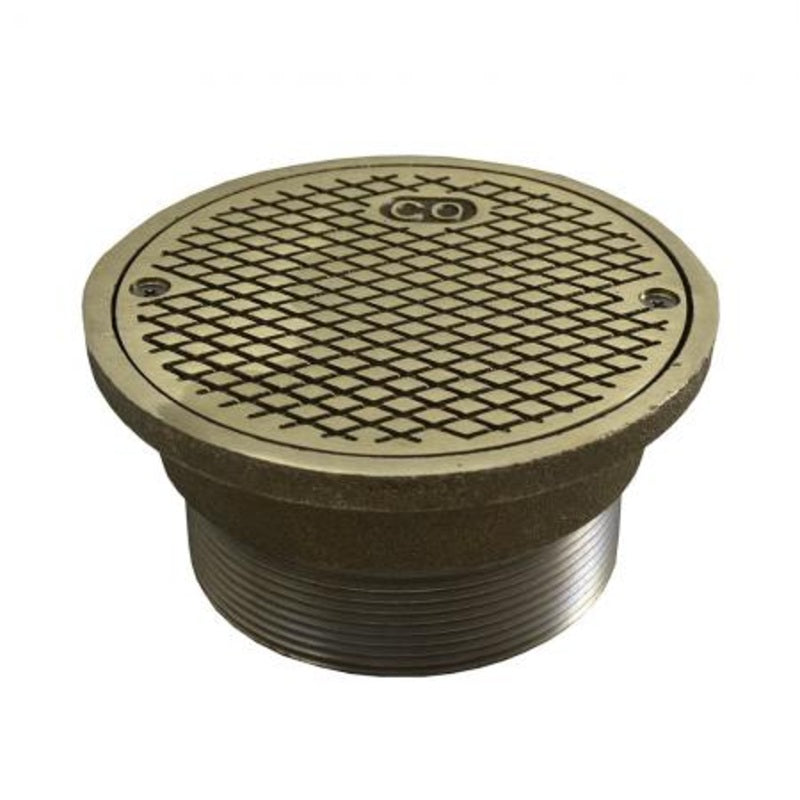 Jones Stephens C37807 4" Metal Cleanout Spud with 6" Nickel Bronze Round Cover