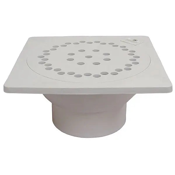 Jones Stephens D42006H 6" x 6" PVC Bell Trap with Hinged Lid and 1-1/2" x 2" Outlet