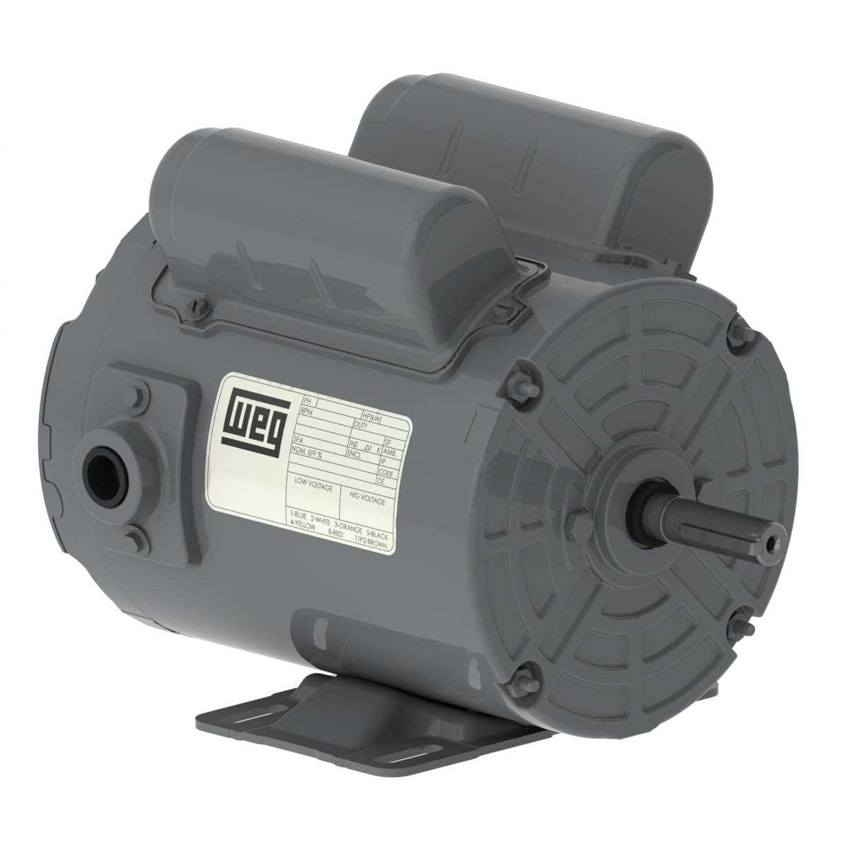 Weg Motors 13255342 Rolled Steel 0.75 HP 2P 56 1Ph 115/208-230 V 60 Hz IC410 - TEAO - Foot-mounted-Â .7536AS1RAF56Z-S