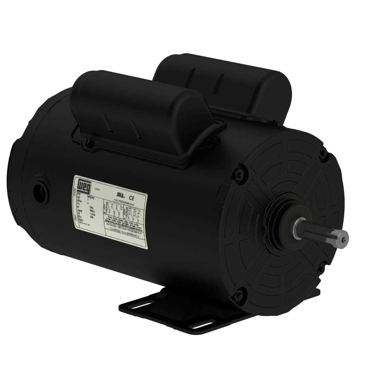 Weg Motors 15412789 Rolled Steel 1 HP 4P 56 1Ph 115/208-230 V 60 Hz IC410 - TEAO - Foot-mounted-Â 00118AS1BPF56-S