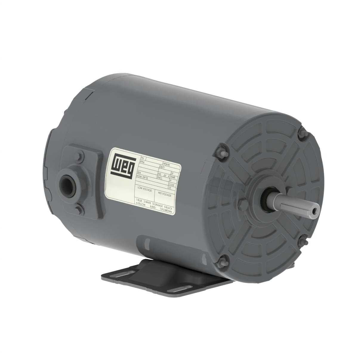 Weg Motors 13248479 Rolled Steel Standard Efficiency 1 HP 2P 56Z 3Ph 208-230/460 V 60 Hz IC410 - TEAO - Foot-mounted-Â 00136AS3EAF56Z-S