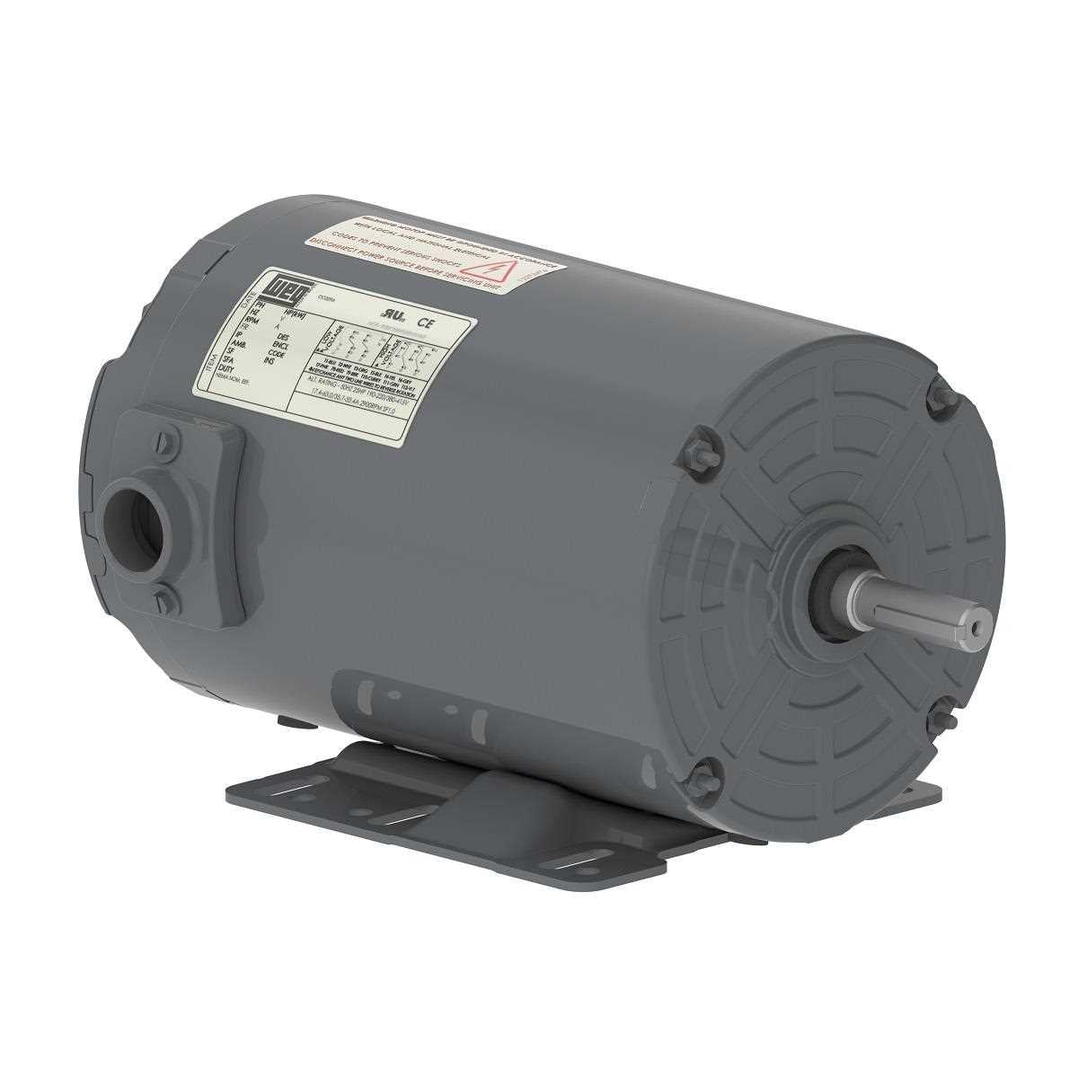 Weg Motors 13248530 Rolled Steel High Efficiency 3 HP 2P 143/5TZ 3Ph 208-230/460//190-220/380-415 V 60 Hz IC410 - TEAO - Foot-mounted-Â 00336AP3EAF145TZ-S