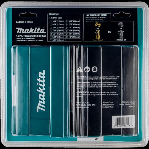 Makita B-65399 Impact GOLD® 14 Pc. Titanium Drill Bit Set, 1/4" Hex Shank