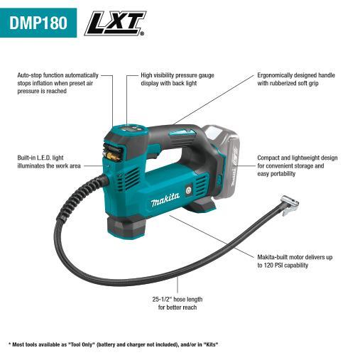 Makita DMP180ZX 18V Lxt® Lithium Ion Cordless Inflator, Tool Only