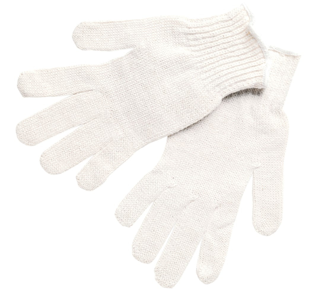 MCR Safety 9500L String Knit Work Gloves 7 Gauge Regular Weight White Cotton Polyester Hemmed Cuff (1 DZ)