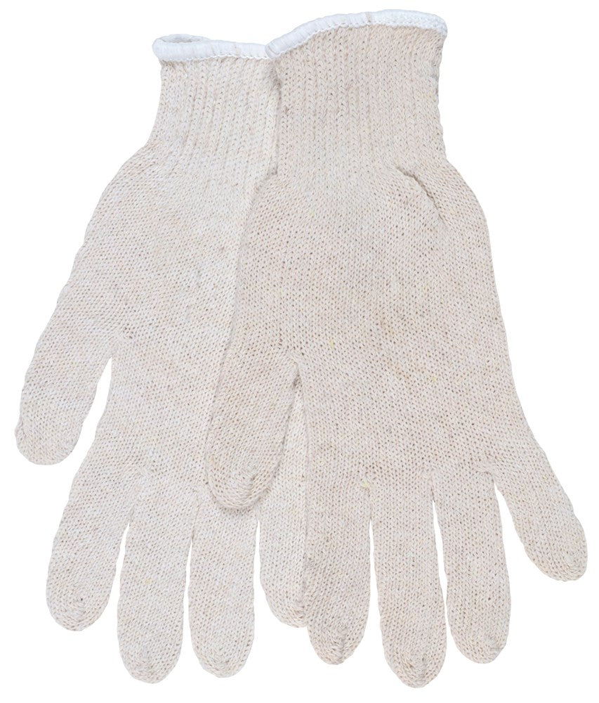 MCR Safety 9500LM String Knit Work Gloves 7 Gauge Regular Weight Natural Cotton Polyester Fabric Hemmed Cuff (1 DZ)