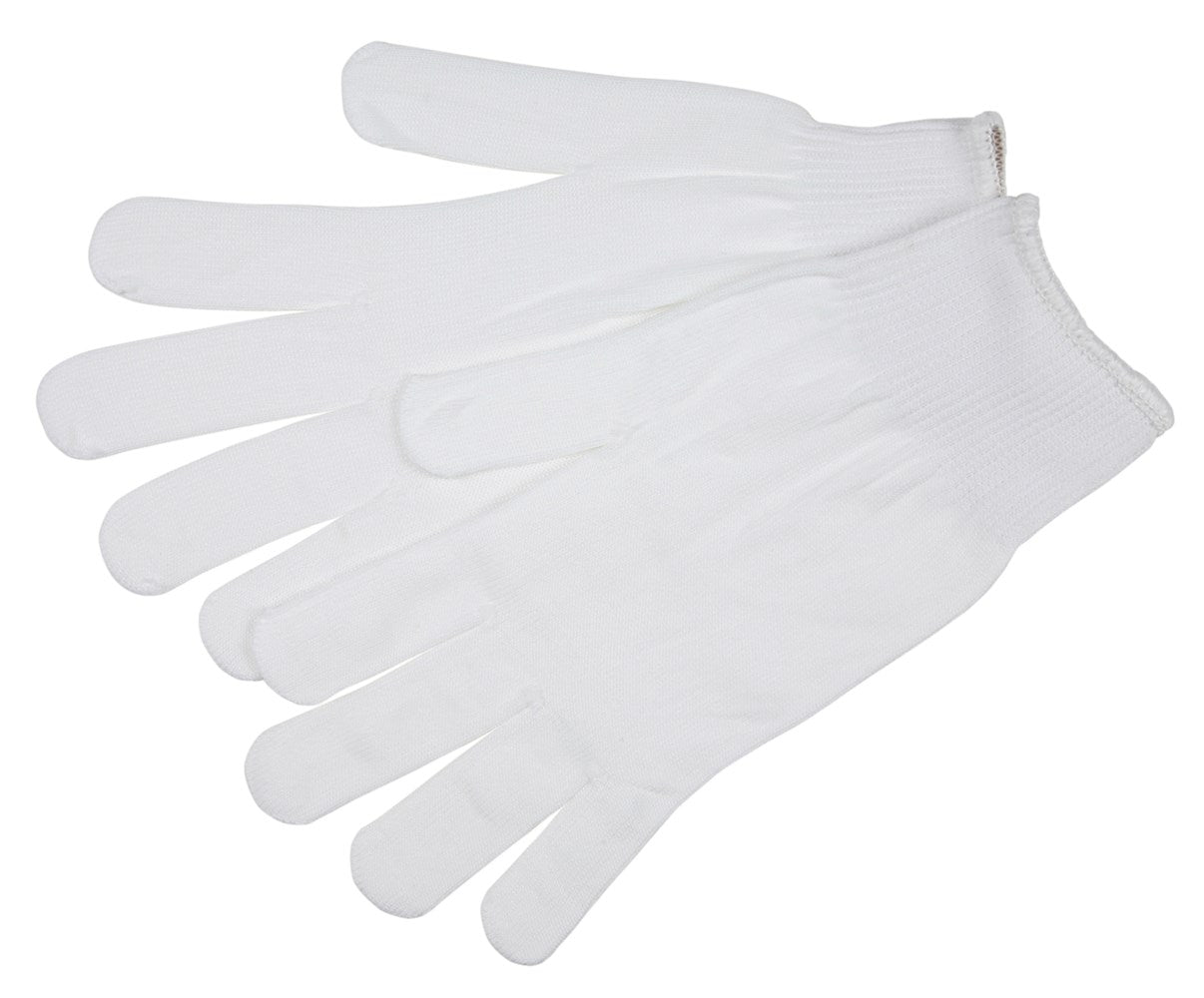 MCR Safety 9633SM String Knit Work Gloves 13 Gauge Regular Weight 100% Stretch White Nylon Hemmed Cuff (1 DZ)
