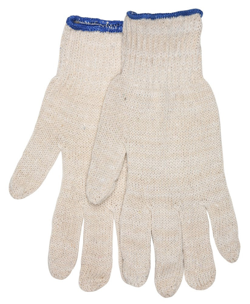 MCR Safety 9635L String Knit Work Gloves 7 Gauge Regular Weight Natural Cotton Polyester Hemmed Cuff (1 DZ)