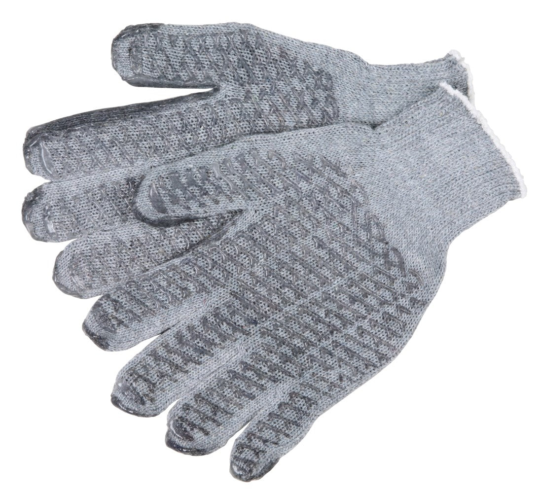 MCR Safety 9676MM Honey Grip® Work Gloves Gray Cotton Polyester String Knit PVC Honeycomb Criss-Cross Grip (1 DZ)