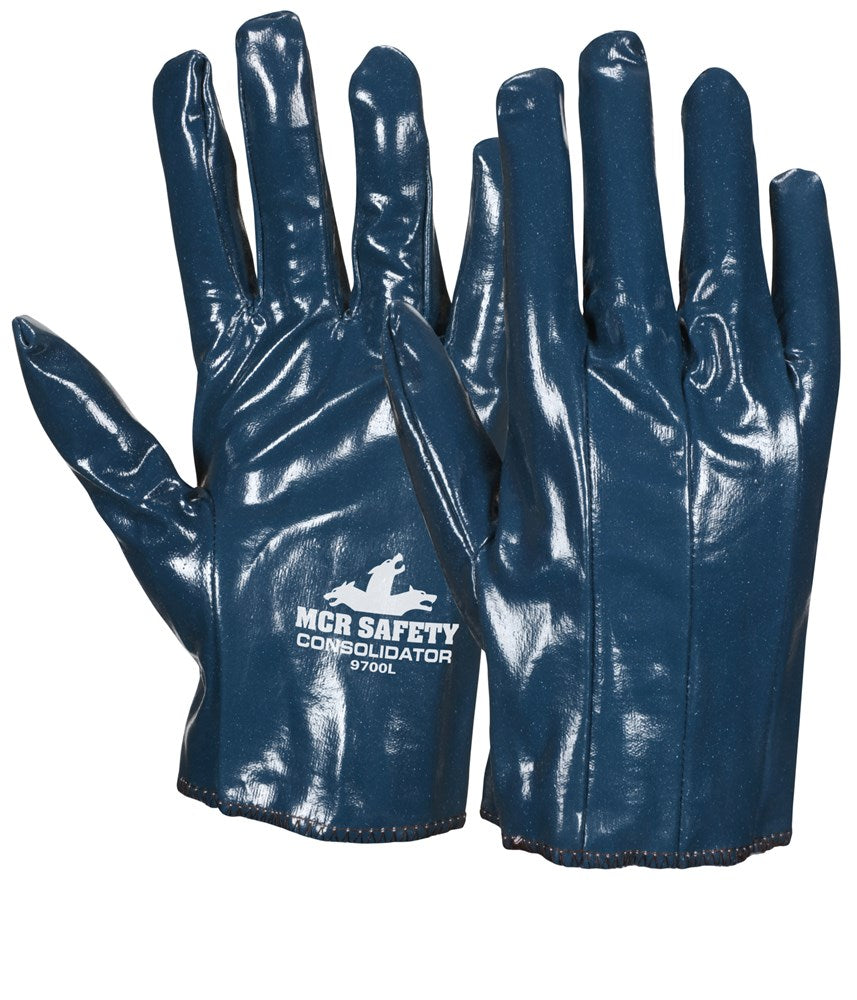 MCR Safety 9700M Consolidator® Work Gloves Cut and Sewn Glove Pattern Premium Full Nitrile Coating Soft and Comfortable Interlock Liner (1 DZ)