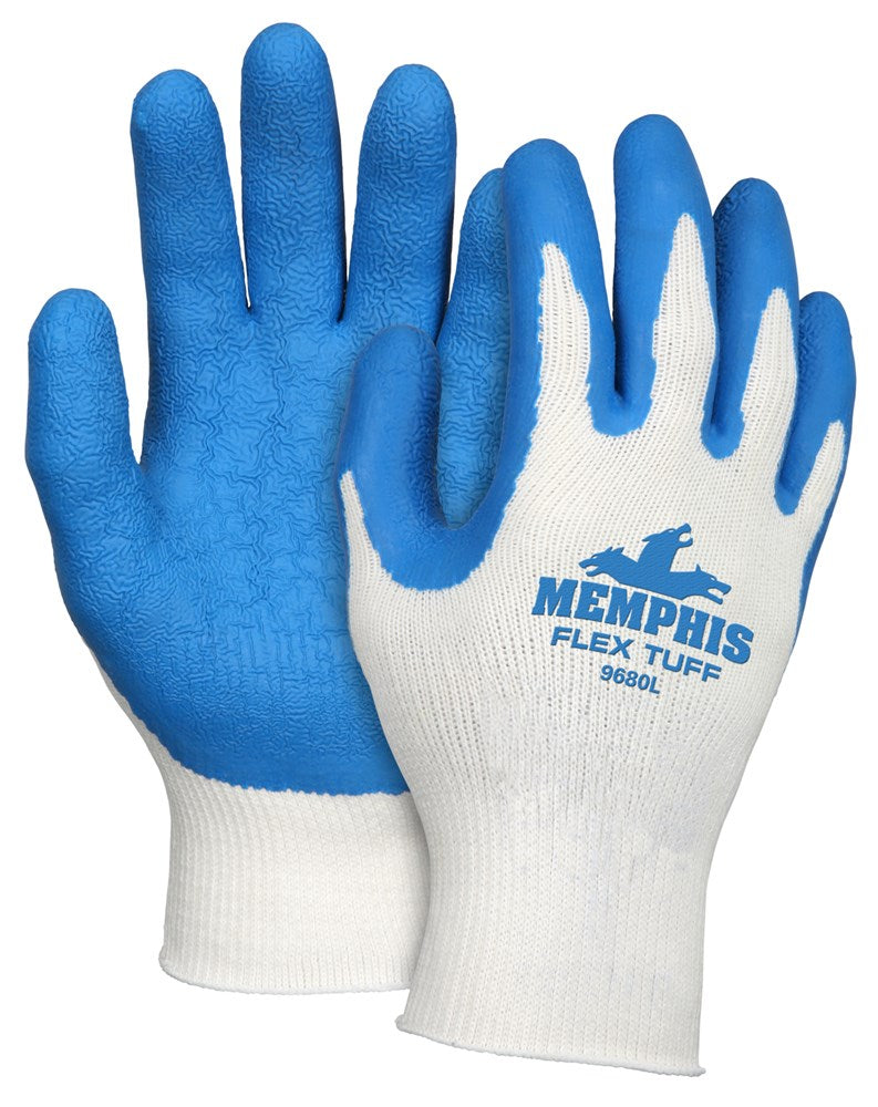 MCR Safety VP9680XL Memphis Flex Tuff® Work Gloves 10 Gauge Cotton Polyester Shell Blue Latex Palm and Fingertips Vending Packaged (1 Pair)