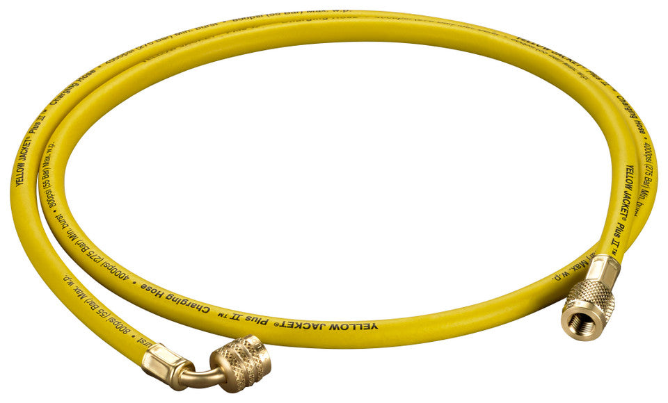 Yellow PLUS II™ Hose, 60″ ¼†LH to ¼†RH, 90° Fitting