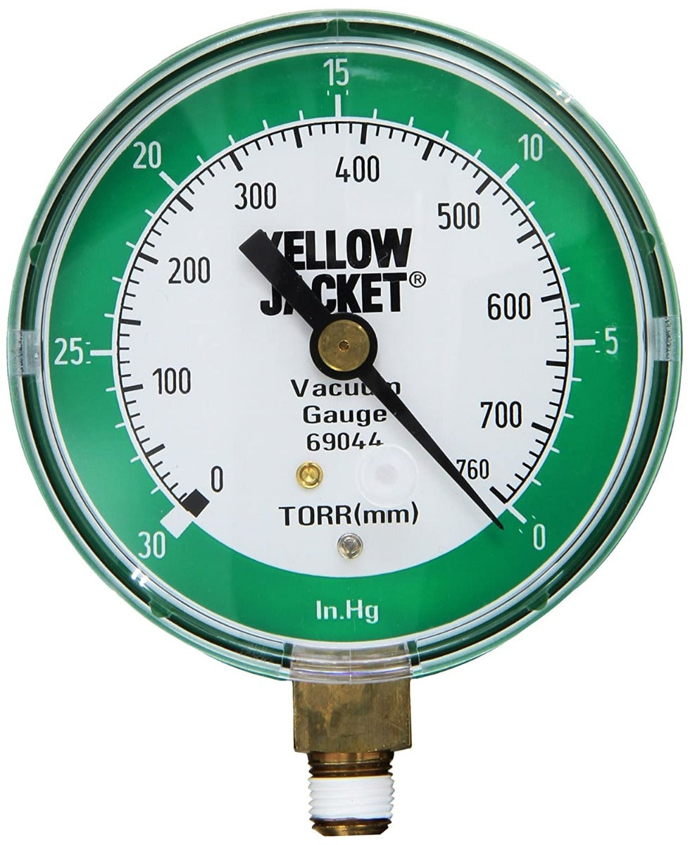 Yellow Jacket 69044 3 1/8" Vacuum gauge 0-30 inHg/760-0 Torr (mm)