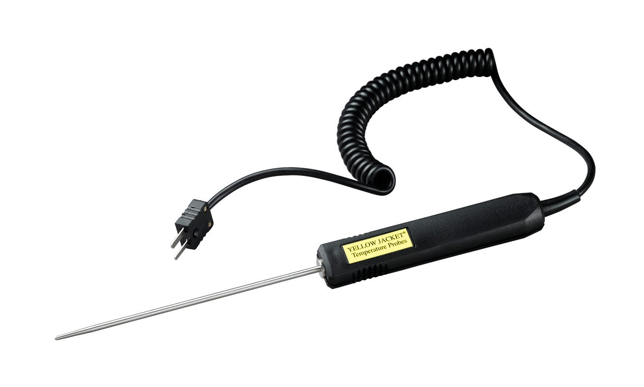 Yellow Jacket 69222 Type K puncture probe, 1112°F (600°C) Max temp, 4 ft. (1.21 m) length, 12 sec.