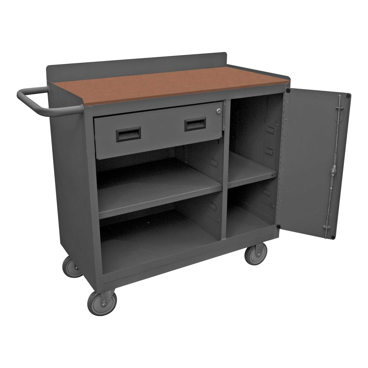 Durham 2212A-TH-LU-95 MOBILE BENCH CABINET, 2 ADJUSTABLE SHELVES, 18-1/4 X 42-1/16 X 36-3/8