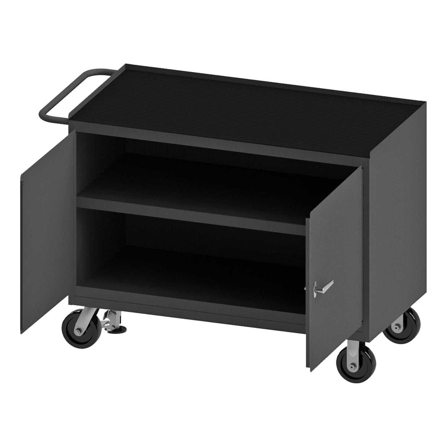 Durham 3412-RM-FL-95 MOBILE BENCH CABINET, BLACK RUBBER MAT, 24-1/4 X 54-1/8 X 37-3/4