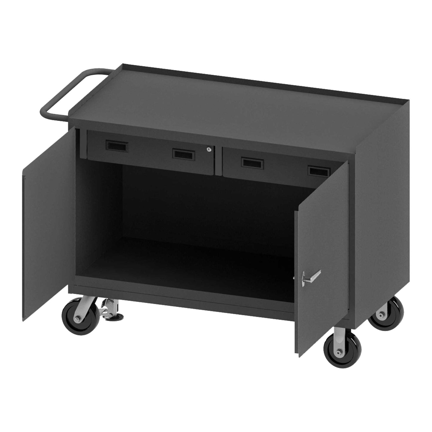 Durham 3415-FL-95 MOBILE BENCH CABINET, 2 DRAWER, STEEL, 24-1/4 X 54-1/8 X 37-3/4