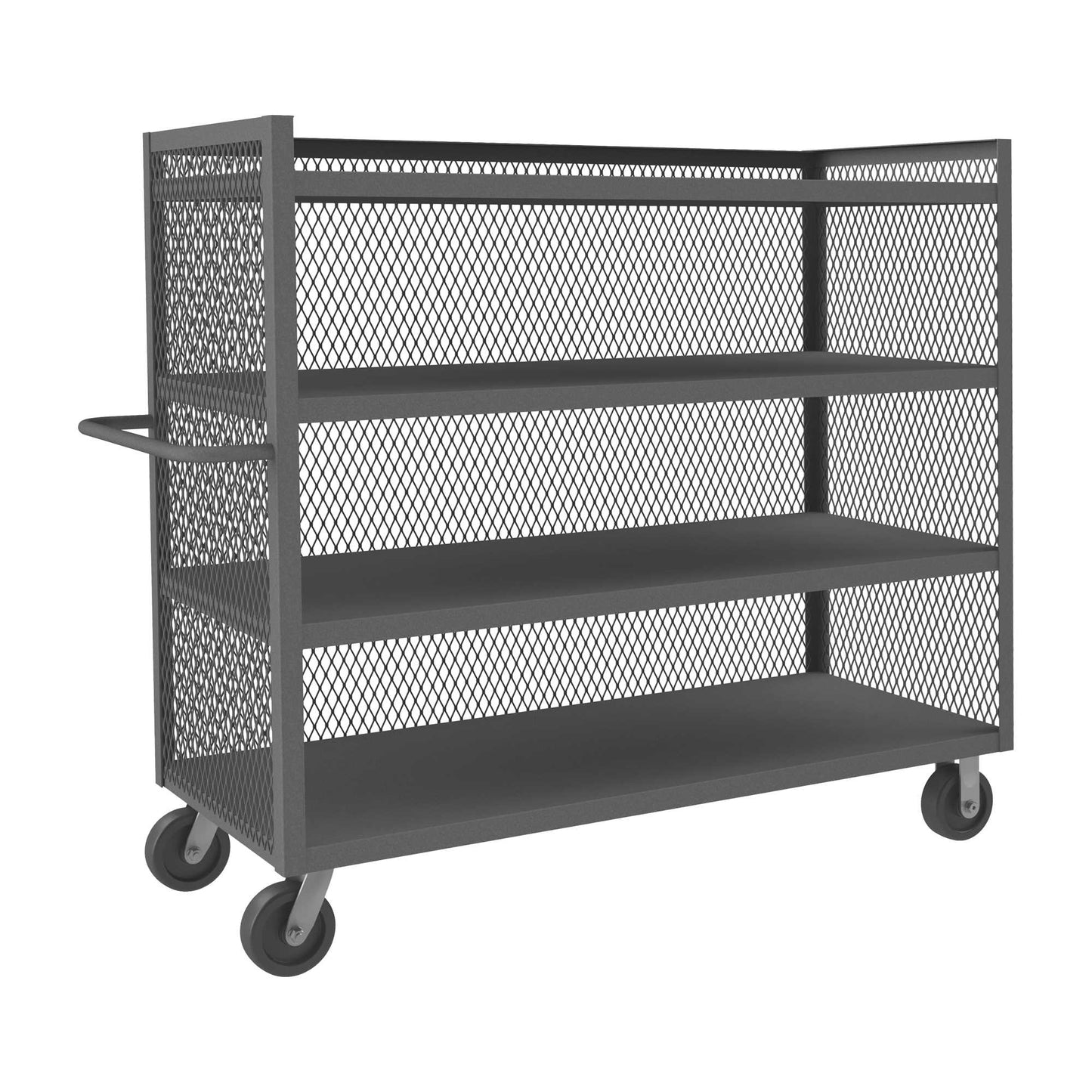 Durham 3ST-EX3060-4-95 3 SIDED MESH TRUCK, 4 FIXED SHELVES, 30 X 60