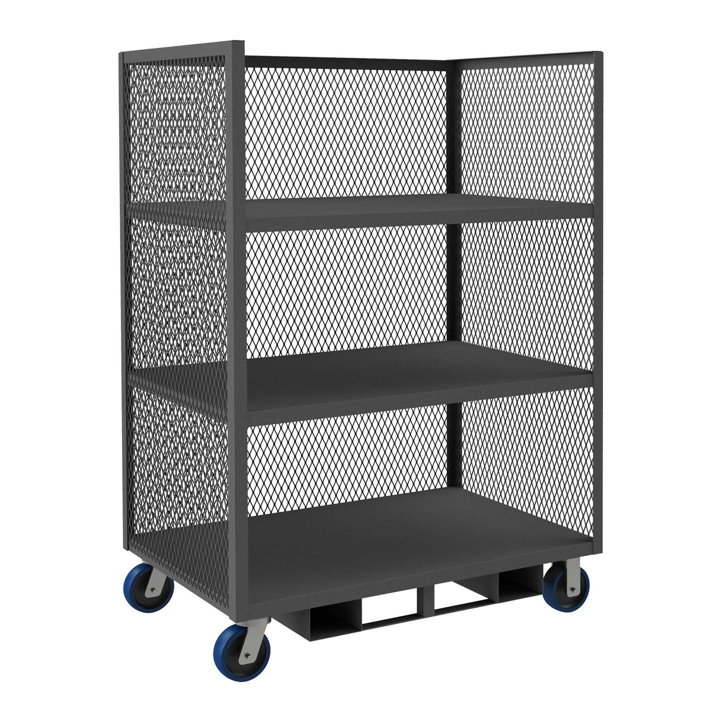 Durham 3STFP-EX3048-3-6PU-95 3 SIDED MESH TRUCK, 3 SHELVES, 30 X 48, FORKLIFT POCKETS