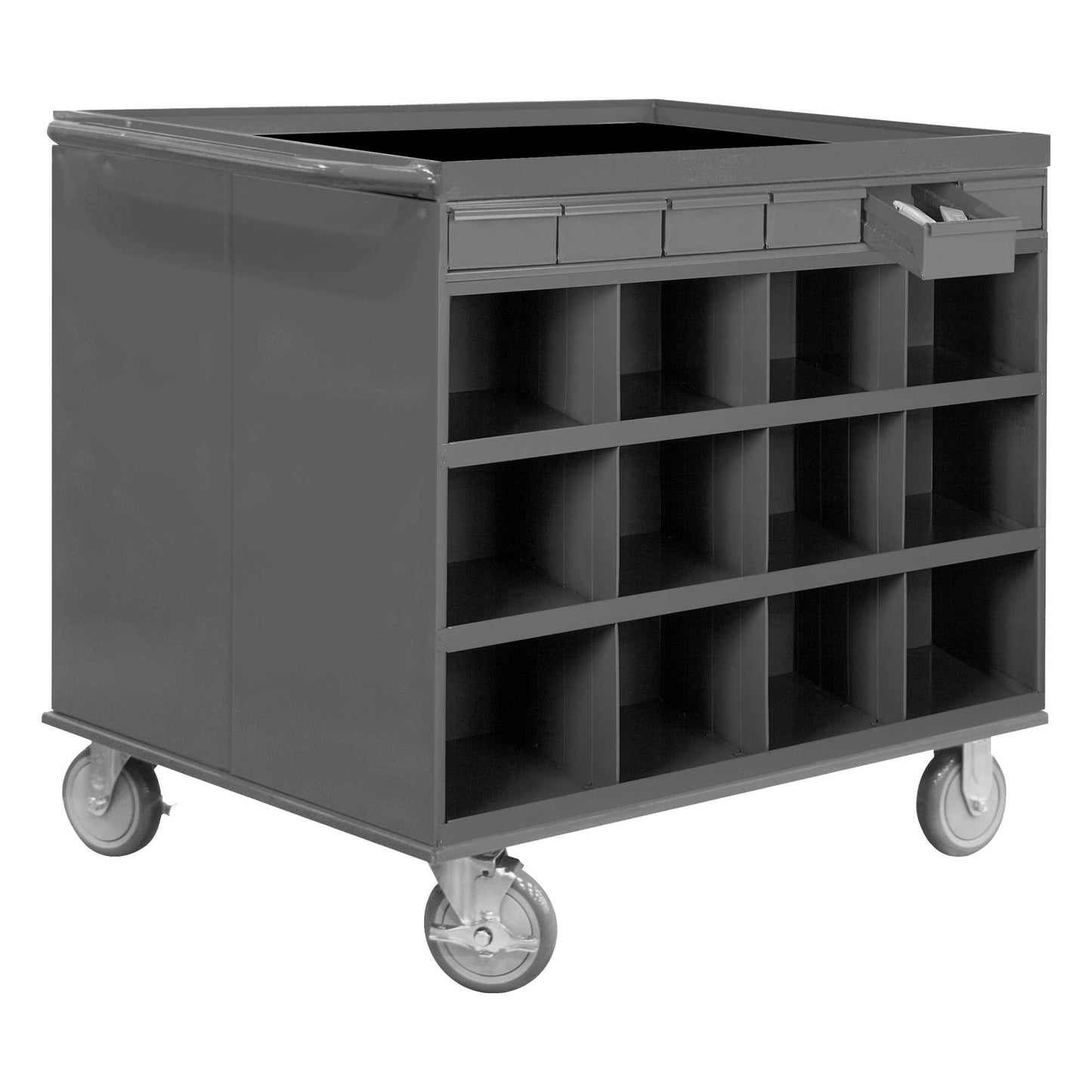 Durham 662-95 2 SIDED STOCK CART, 24 BIN OPENINGS, 12 DRAWERS, 34 X 24 X 34