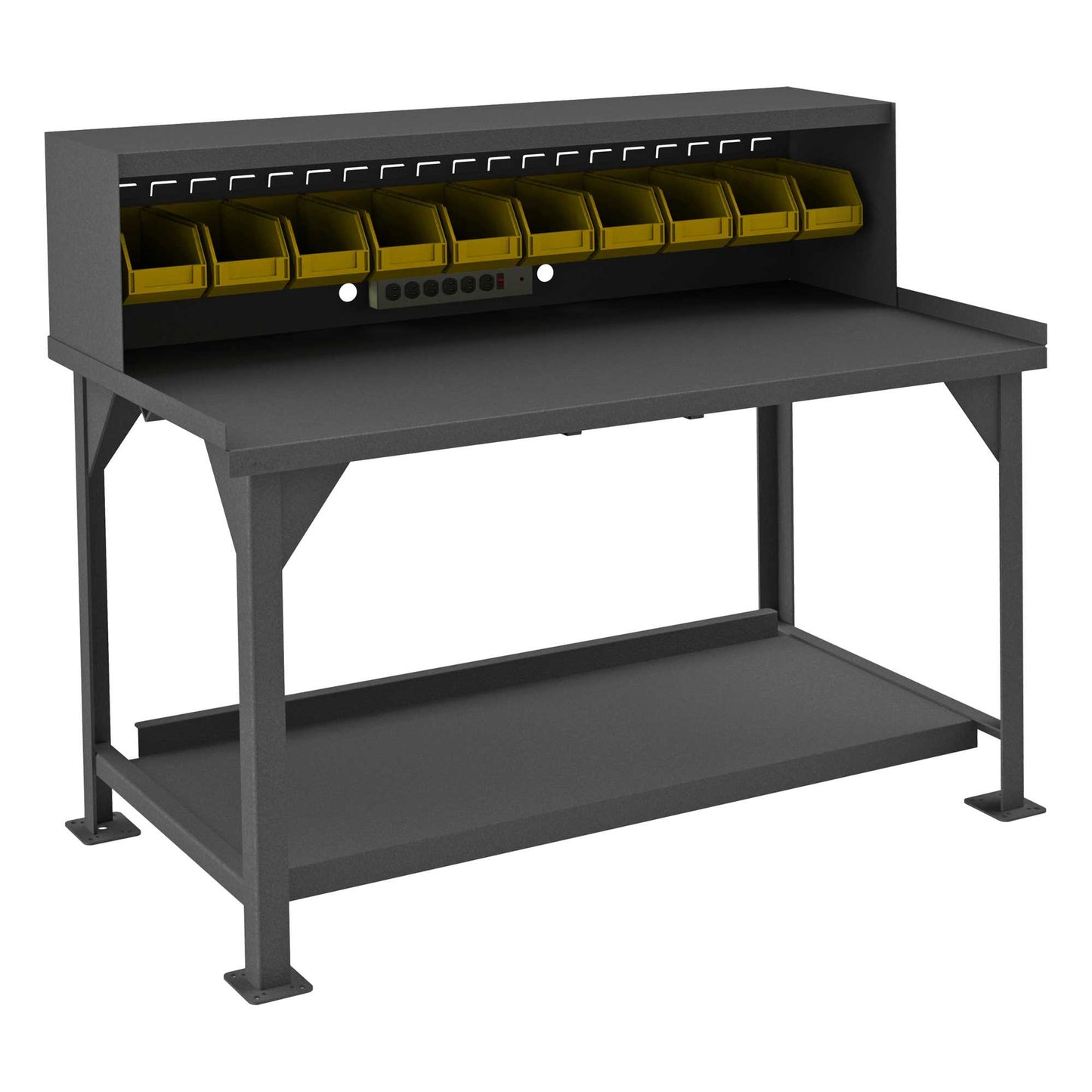 Durham DWB-3072-BE-RSR-95 WORKBENCH, ELECTRICAL STRIP, RISER, LOUVERED PANEL, 10 BINS, 72 X 30 X 50-1/16