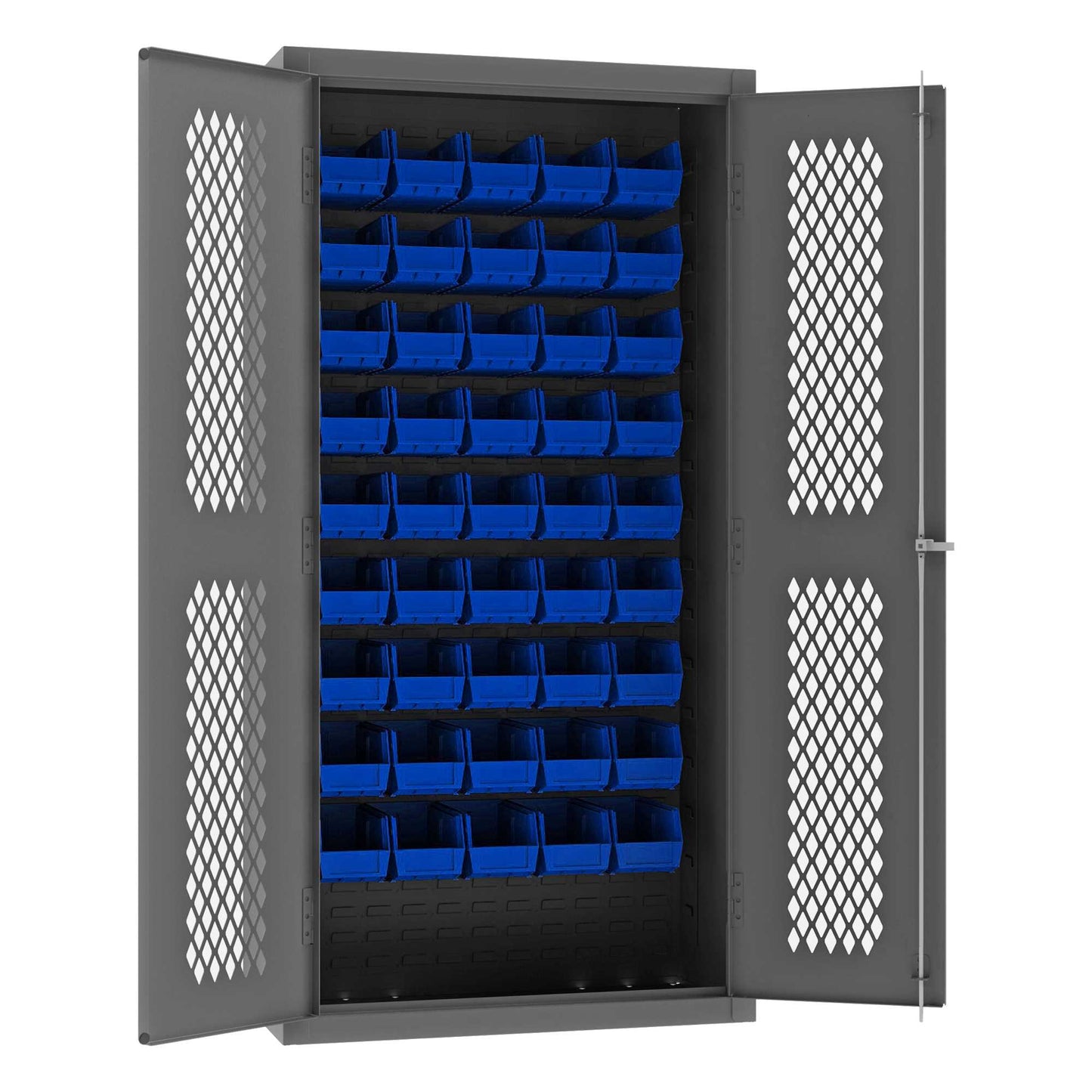 Durham EMDC361845B5295 VENTILATED CABINET, 14 GAUGE, 45 BLUE BINS , 36 X 18 X 72
