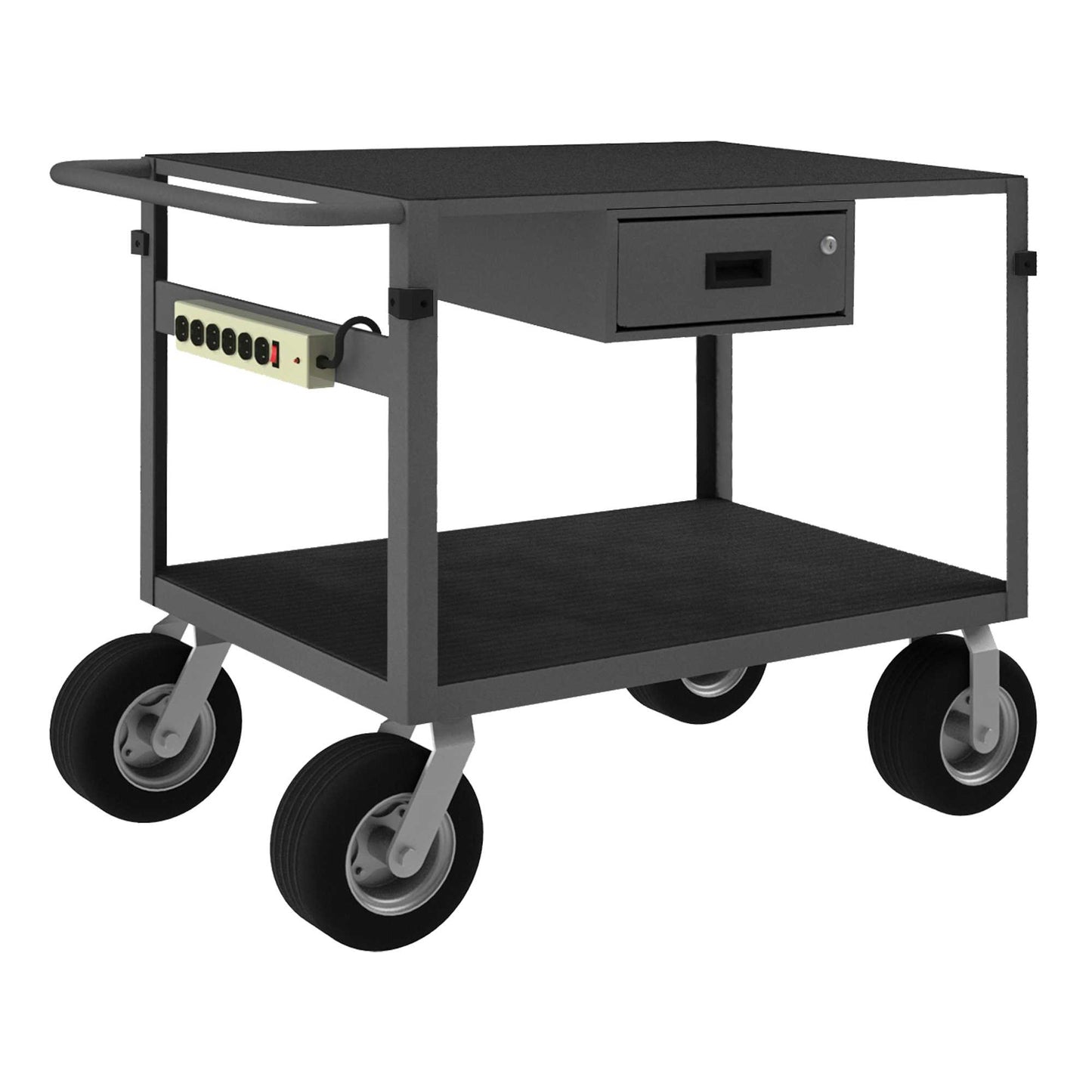 Durham IC24361DRPS10PN95 INSTRUMENT CART, 2 SHELVES, 24 X 36, 4 BUMPER CORNERS, POWER STRIP