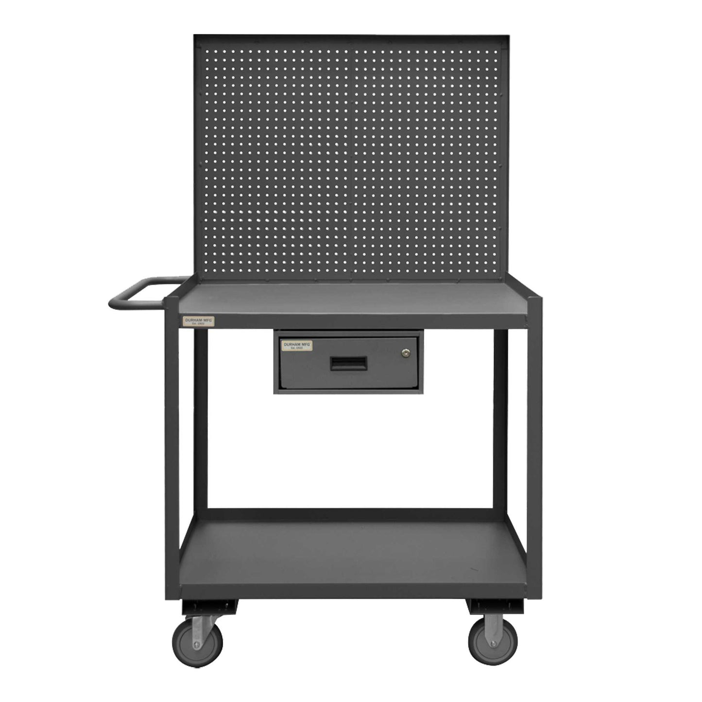 Durham RSC-2436-2-PB-1DR-95 STOCK CART, 2 SHELF, 1 DRAWER, PEGBOARD, 24-1/4 X 42-1/4 X 67-5/8