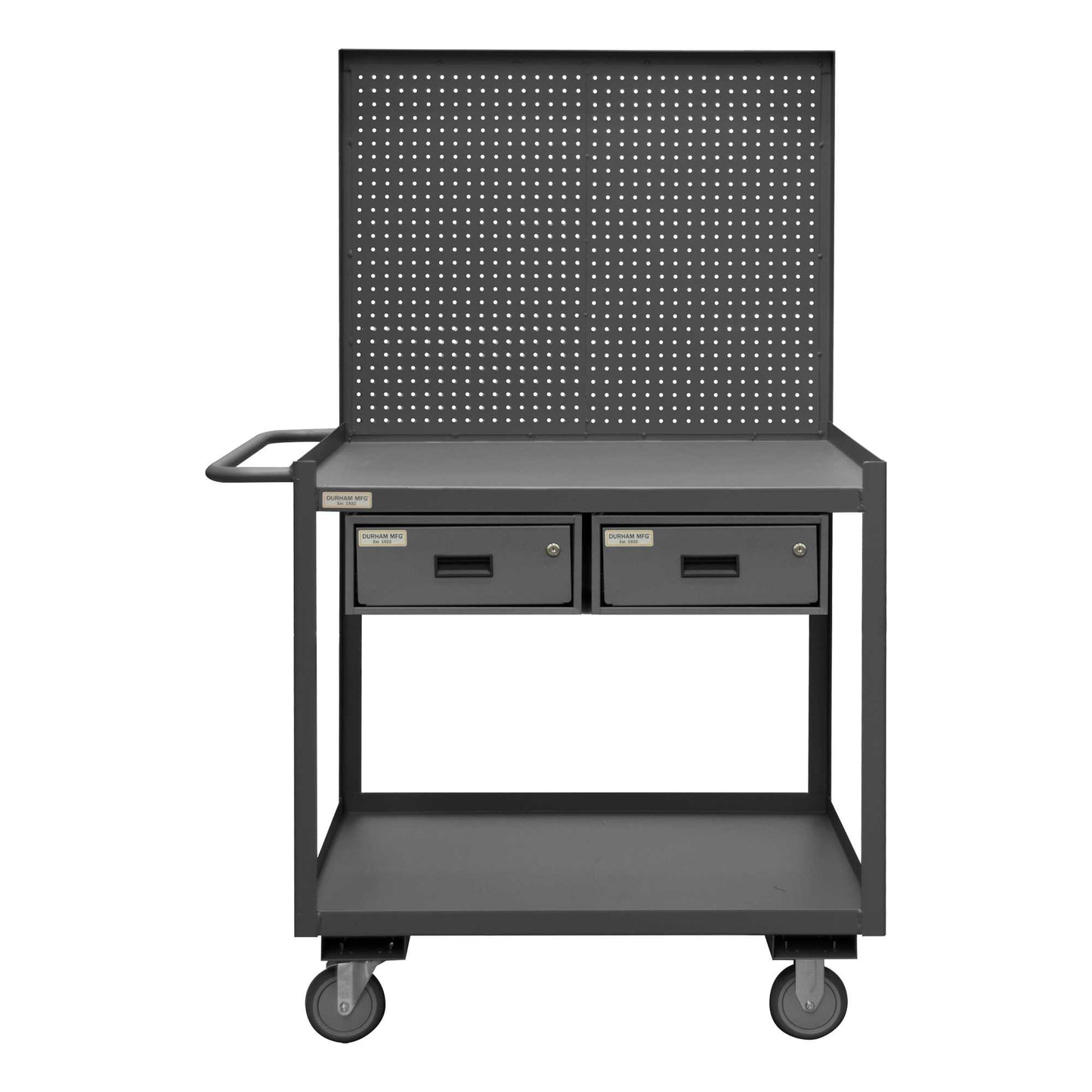 Durham RSC-3036-2-PB-2DR-95 STOCK CART, 2 SHELF, 2 DRAWER, PEGBOARD, 30-1/4 X 42-1/4 X 65-5/8