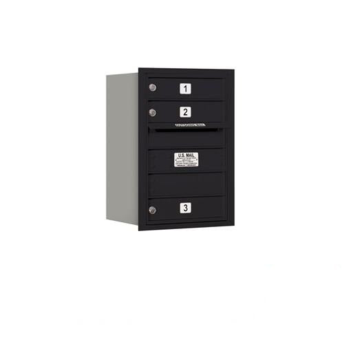 Mailboxes 3706S-03BRP Salsbury 6 Door High Recessed Mounted 4C Horizontal Mailbox with 3 Doors in Black with Private Bccess - Rear Loading