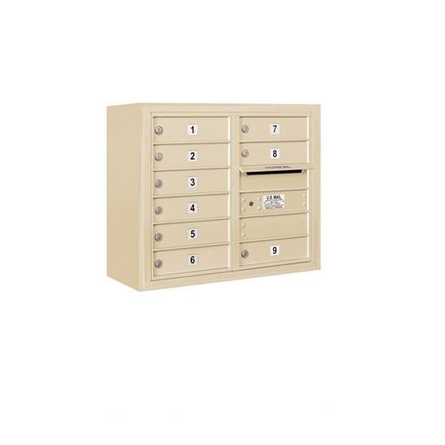 Mailboxes 3806D-09SFP Salsbury 6 Door High Surface Mounted 4C Horizontal Mailbox with 9 Doors in Sandstone with Private Sccess