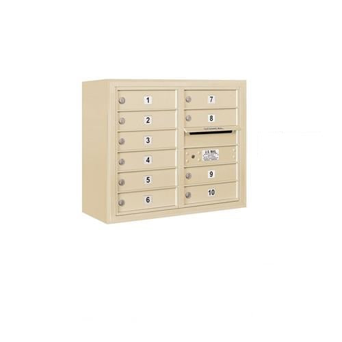 Mailboxes 3806D-10SFP Salsbury 6 Door High Surface Mounted 4C Horizontal Mailbox with 10 Doors in Sandstone with Private Sccess